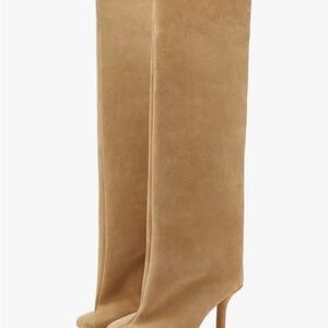 Chic Tan Suede Heeled Boots for Women